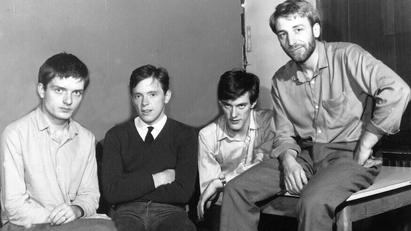 Ian Curtis, Bernard Sumner, Stephen Morris and Peter Hook of Joy Division. Photograph: Harry Goodwin/Rex Features