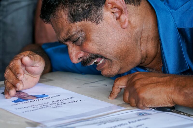A relative mourns deceased Cibin Abraham after his coffin arrived on an Indian Air Force plane from Kuwait at the Cochin International Airport in Kochi on June 14th. Photograph: Arun Chandrabose/AFP via Getty Images