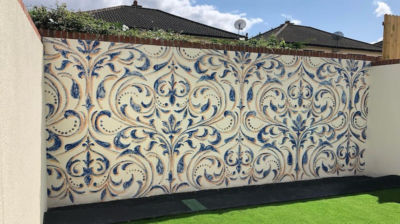 Garden wall mural by Fran Halpin