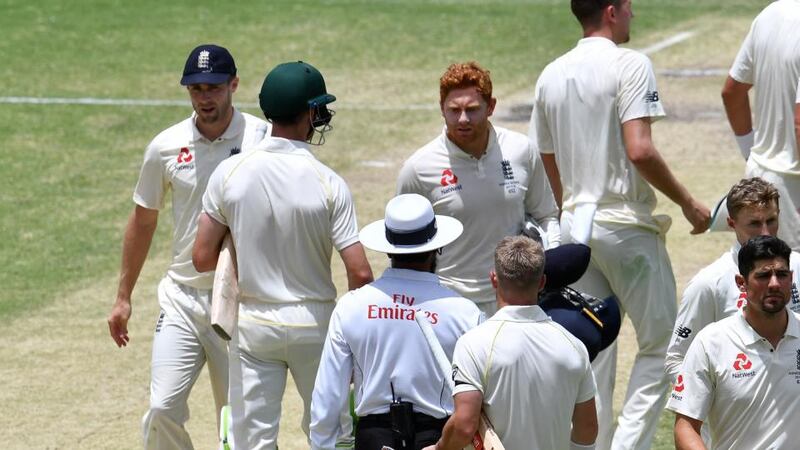Cameron Bancroft shakes hands with Jonny Bairstow following Australia’s win over England. Photograph: Darren England/EPA