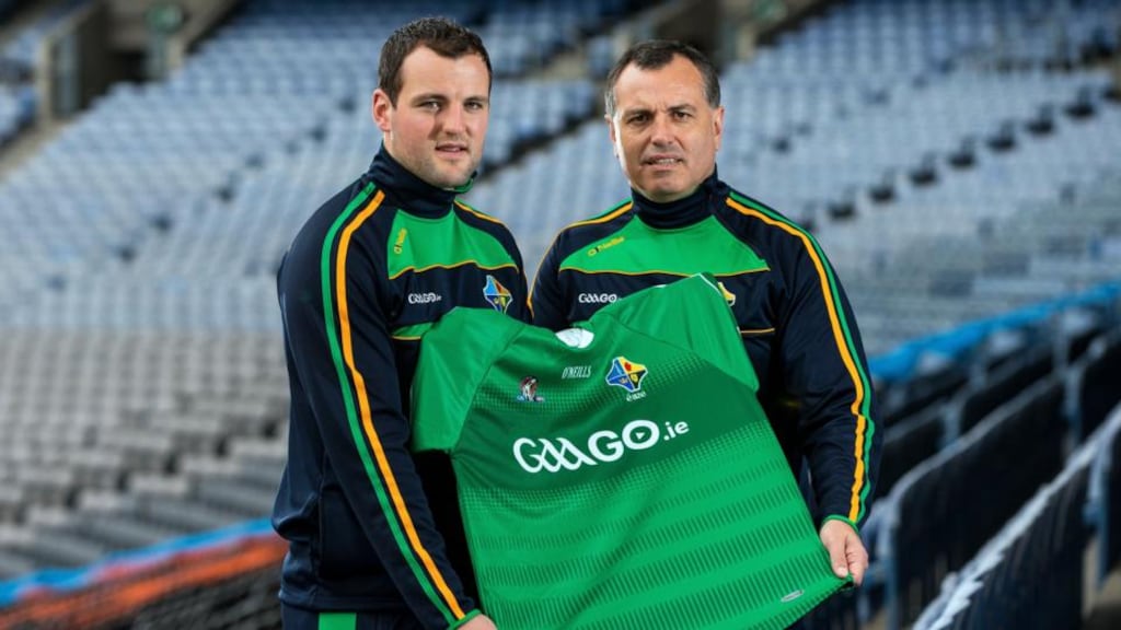 Ireland captain Michael Murphy and manager Paul Earley at the squad announcement this morning.  Photograph: Cathal Noonan / Inpho