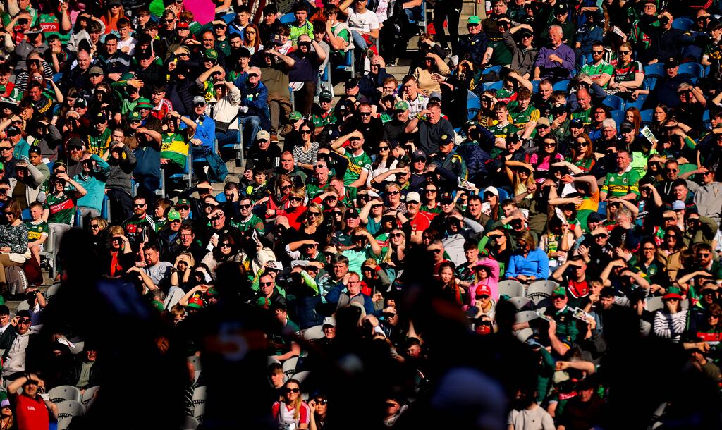 Spectators looking on during the Division 1 final between Kerry and Mayo at Croke Park. Photograph: Ryan Byrne/Inpho