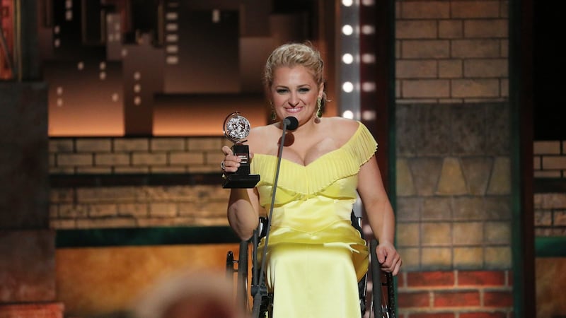 Ali Stroker became the first actor performing in a wheelchair to win a Tony. She won best supporting musical actress for her role in Oklahoma! Photograph: Sara Krulwich/The New York Times