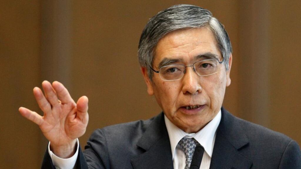 Japan's 20-year bond yields hit a ten year low and the yen is set for a sixth monthly drop on bets Bank of Japan governor Haruhiko Kuroda will heed the government's call to boost monetary easing as early as next week. Photograph: Yuya Shino/Reuters