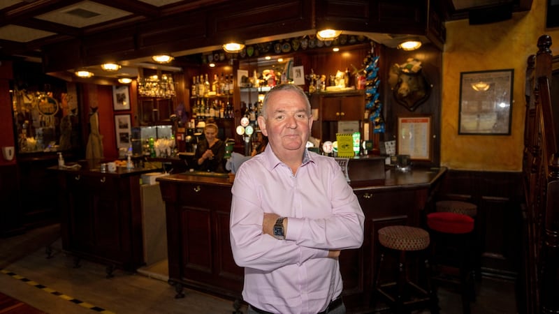 Publican Hugh Hourican at The Boar’s Head on Dublin’s Capel Street as the early house reopens. Photograph: Tom Honan