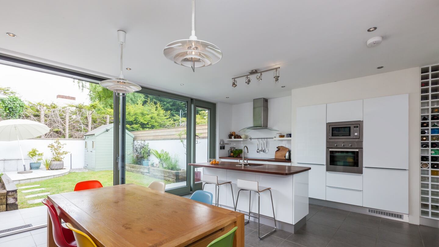 The kitchen and dining area.