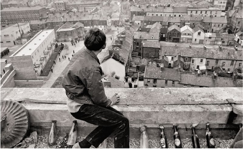The Battle of the Bogside from the Gilles Caron exhibition at the Park Hotel Kenmare, Co Kerry. Photograph: Gilles Caron.