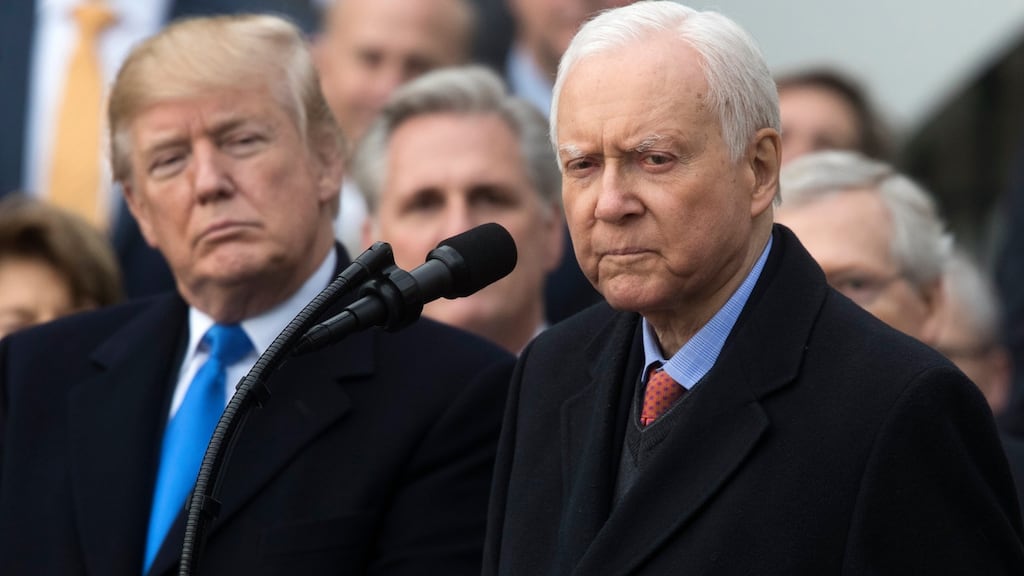 Republican senator Orrin Hatch with US president Donald J Trump  Photograph: Michael Reynolds/EPA