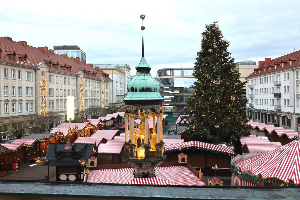 The shuttered Christmas market the day after a the attack that left five people dead in Magdeburg, Germany, on Saturday. Photograph: Omer Messinger/Getty Images