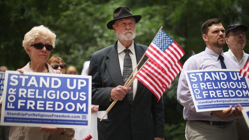The demands of faith organisations pose a dilemma for US president Barack Obama, who has struggled to preserve freedom of expression among religious groups while supporting the rights of gay men and lesbians. Photograph: Scott Olson/Getty Images