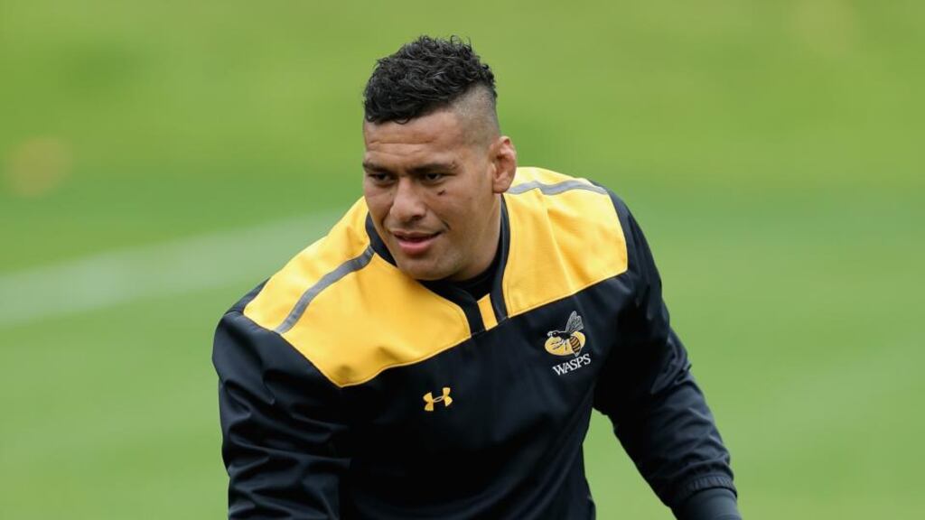 Nathan Hughes looks on during the Wasps training session in Coventry, England. Photo: David Rogers/Getty Images