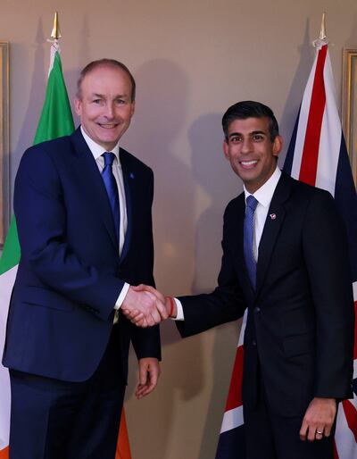 Former taoiseach Micheál Martin with Rishi Sunak during a meeting at the British-Irish Council summit in Blackpool in November. Photograph: Cameron Smith/PA