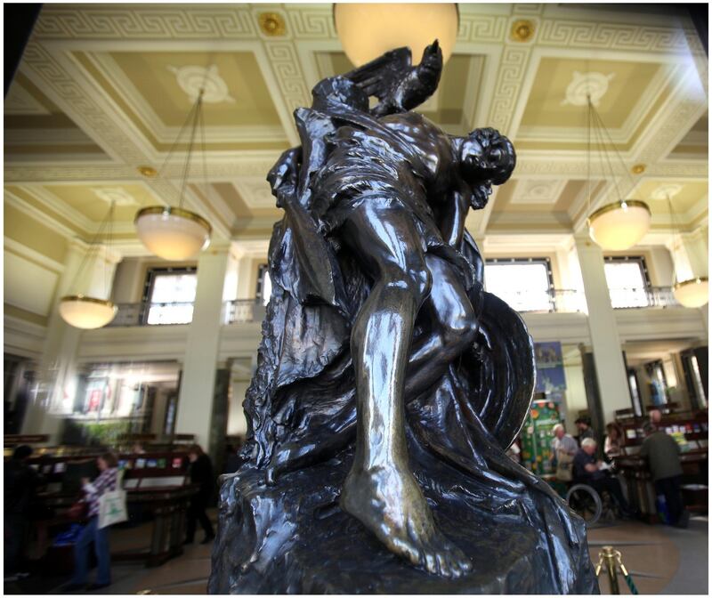 The Death of Cúchulainn statue in the GPO. Photograph: Brenda Fitzsimons/The Irish Times