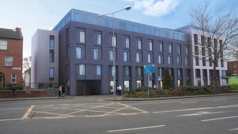 A computer-generated image of the Maldron Hotel on Kevin Street, Dublin 8, which is currently under construction