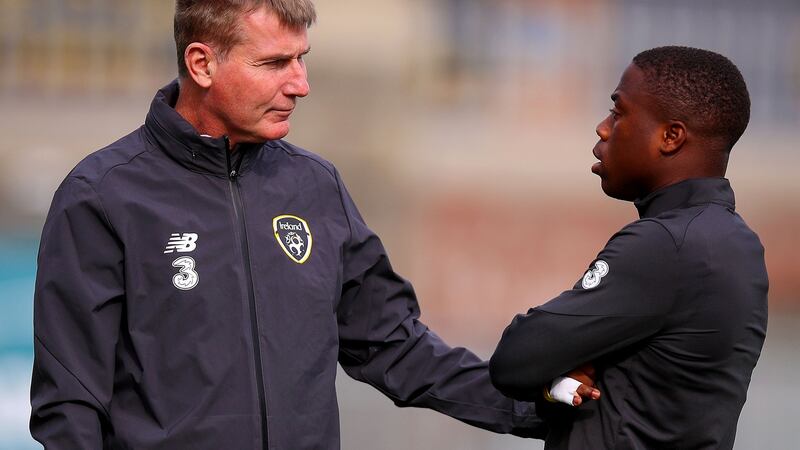 Stephen Kenny pictured with Southampton striker Michael Obafemi last October. Photograph: Tommy Dickson/Inpho