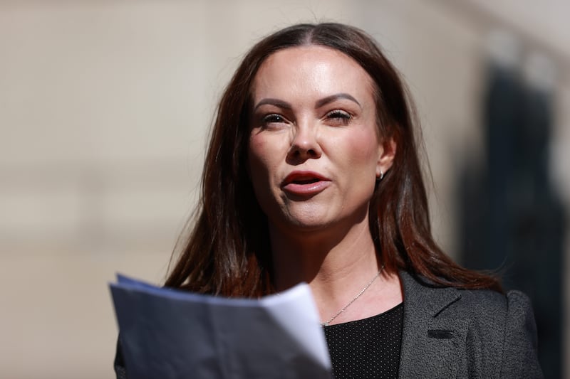 PSNI Det Insp Rachel Miskelly outside Belfast Crown Court following the sentencing of Oliver MacCormack, who pleaded guilty to human trafficking and controlling prostitution charges. Photograph: Liam McBurney/PA Wire