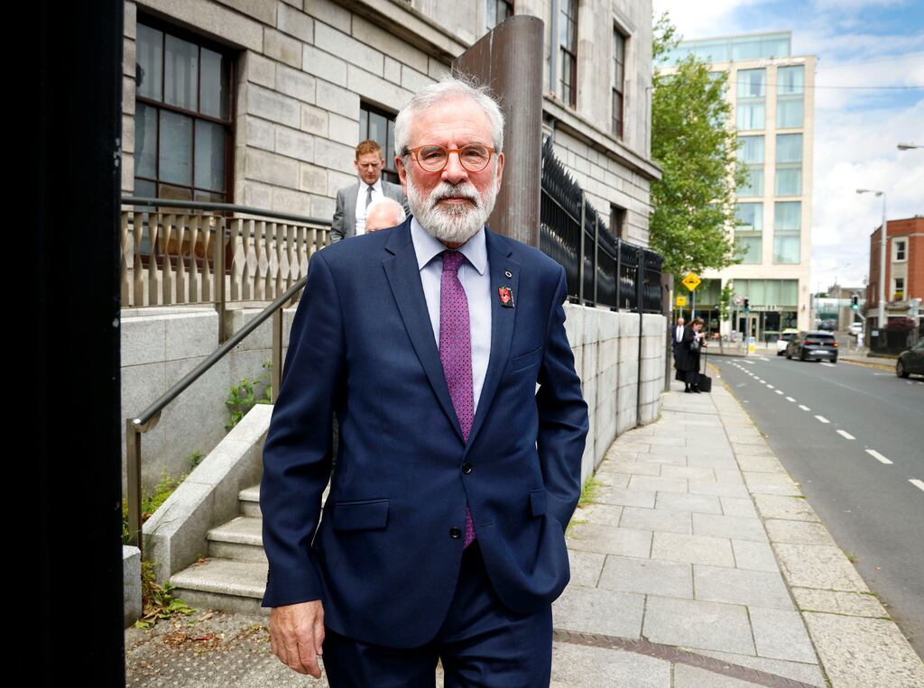Gerry Adams leaving the High Court in Dublin on Wednesday afternoon. Photograph: Collins Courts