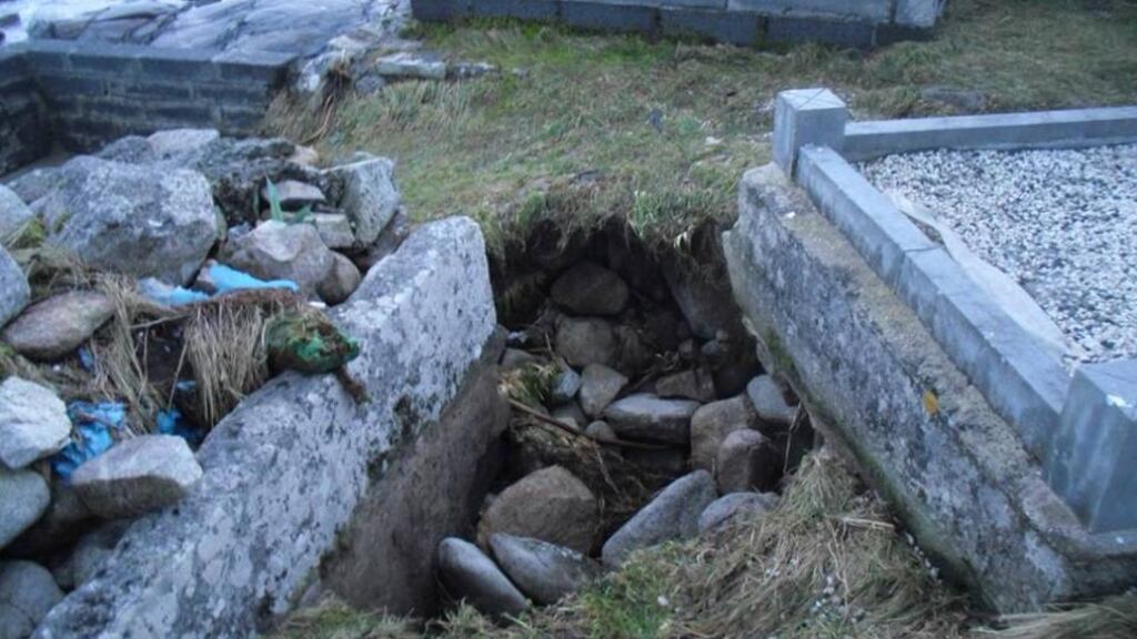Damage to a graveyard at Carraroe in Co Galway. Photograph: Mark Lydon