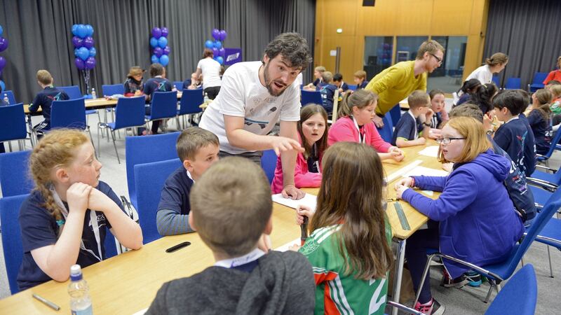 Students taking part in “LearnStorm” a team-based series of maths and mindset challenges, in Dublin. Photograph: Eric Luke/The Irish Times