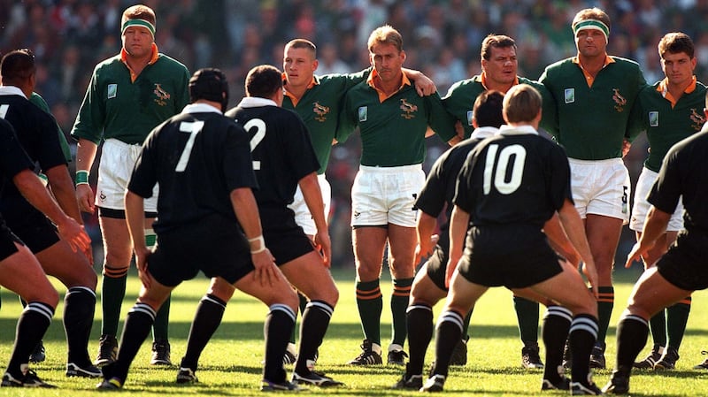 It’s jarring to note that five of the players from the 1995 Rugby World Cup final are now dead. Photo: Mark Leech/Offside/Getty Images