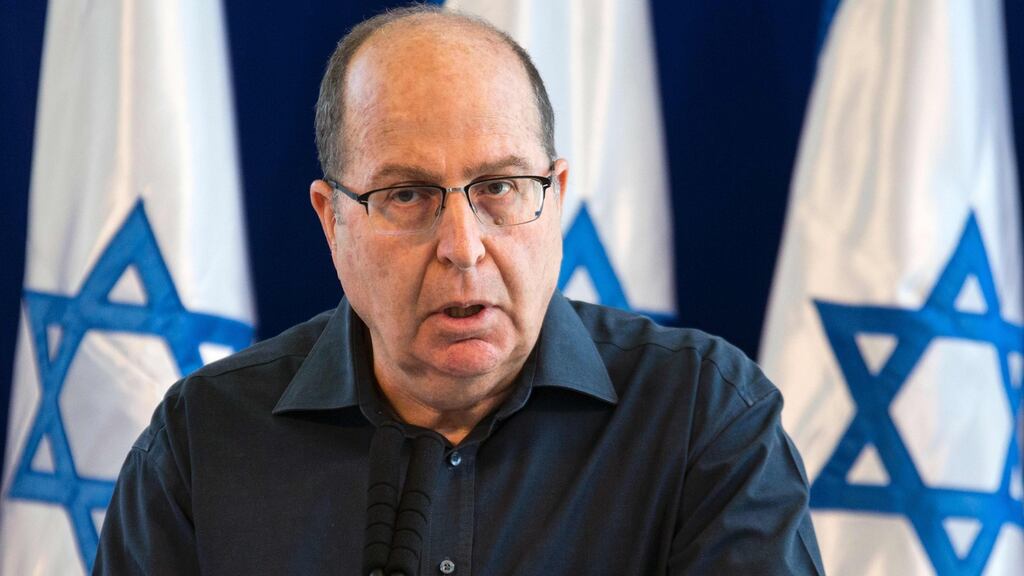 Israeli defence minister Moshe Ya’alon announces his resignation during a press conference in Tel Aviv on Friday. “To my great regret, I have found myself lately in deep disagreement over professional and ethical issues with the prime minister,” he said. Photograph: Jack Guez/AFP/Getty Images