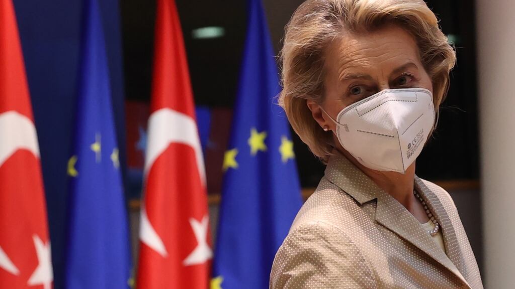 European Commission president Ursula von der Leyen has ramped up the rhetoric this weekend, saying the EU has the power to ‘forbid’. Photograph: Dursun Aydemir/Anadolu Agency/Bloomberg