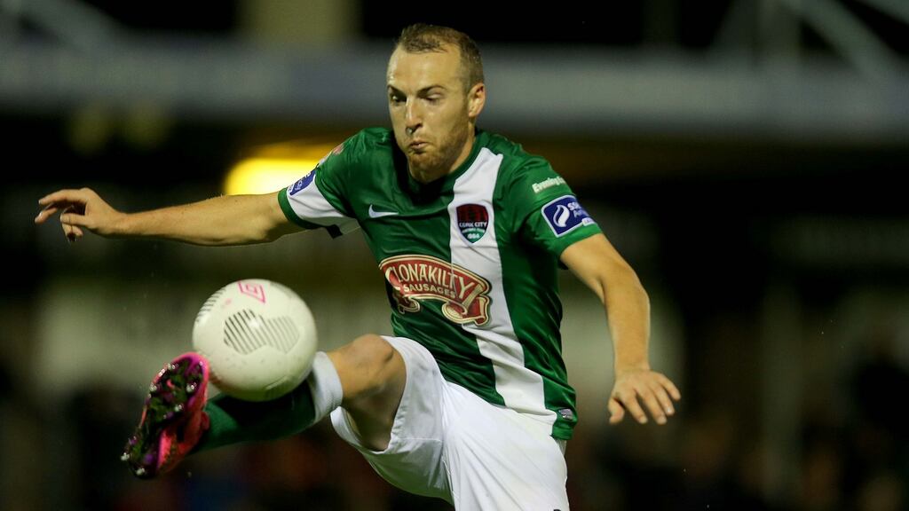 Cork City striker Karl Sheppard has been playing at left back this season. Photograph: Donall Farmer/Inpho.
