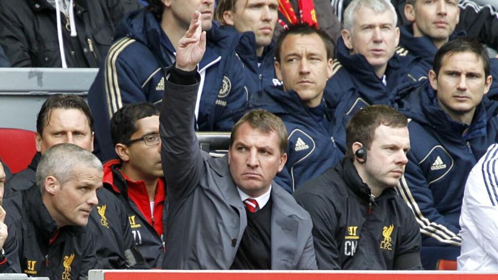 Liverpool manager Brendan Rodgers says the Suarez punishment does not fit the crime. Photograph: Peter Byrne/PA