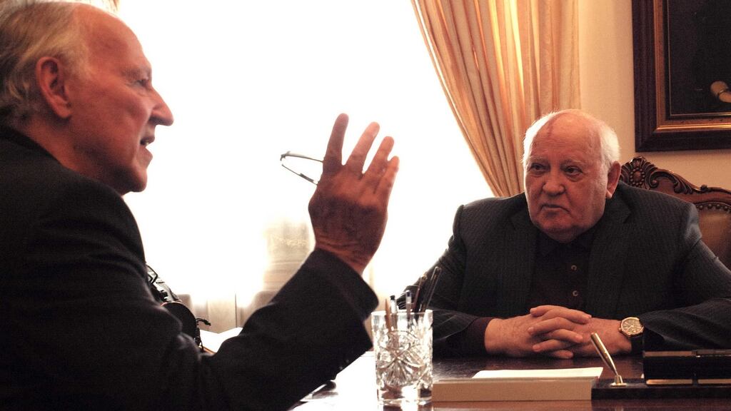 Werner Herzon meets his hero Mikhail Gorbachev to whom he explains most Germans have “overwhelming approval for you personally”.