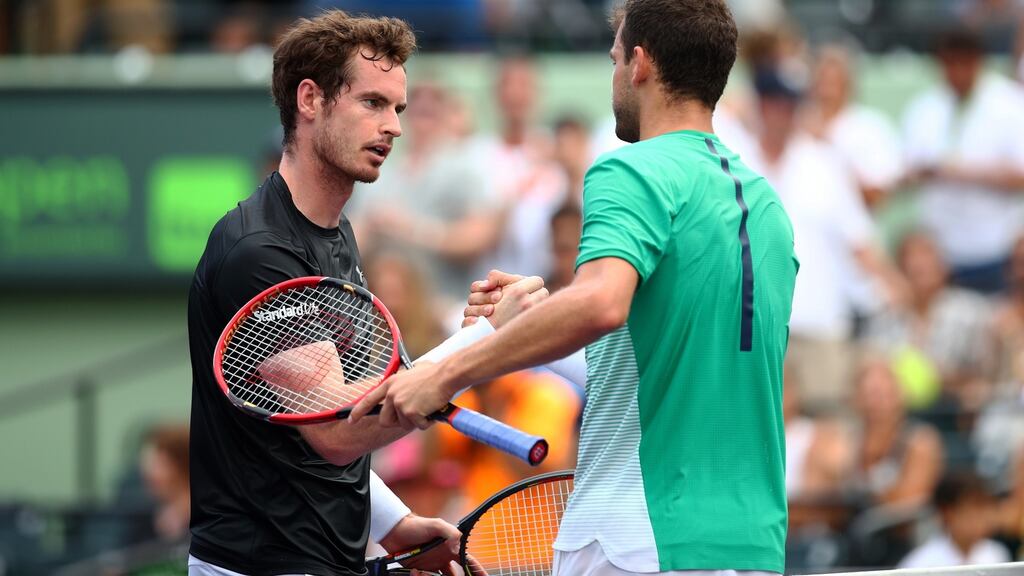 Andy Murray was beaten in straight sets by Grigor Dimitrov in Miami. Photograph: Getty