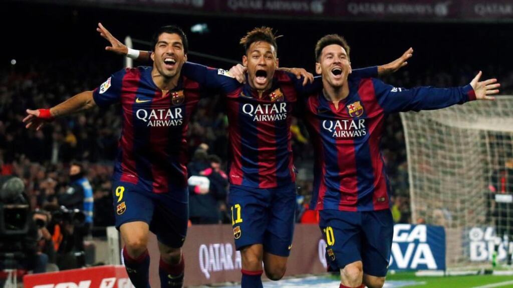 Luis Suarez, Neymar and Lione Messi were all on the scoresheet for Barcelona as they beat Atletico Madrid 3-1 at the Camp Nou. (Photograph: REUTERS/Albert Gea)