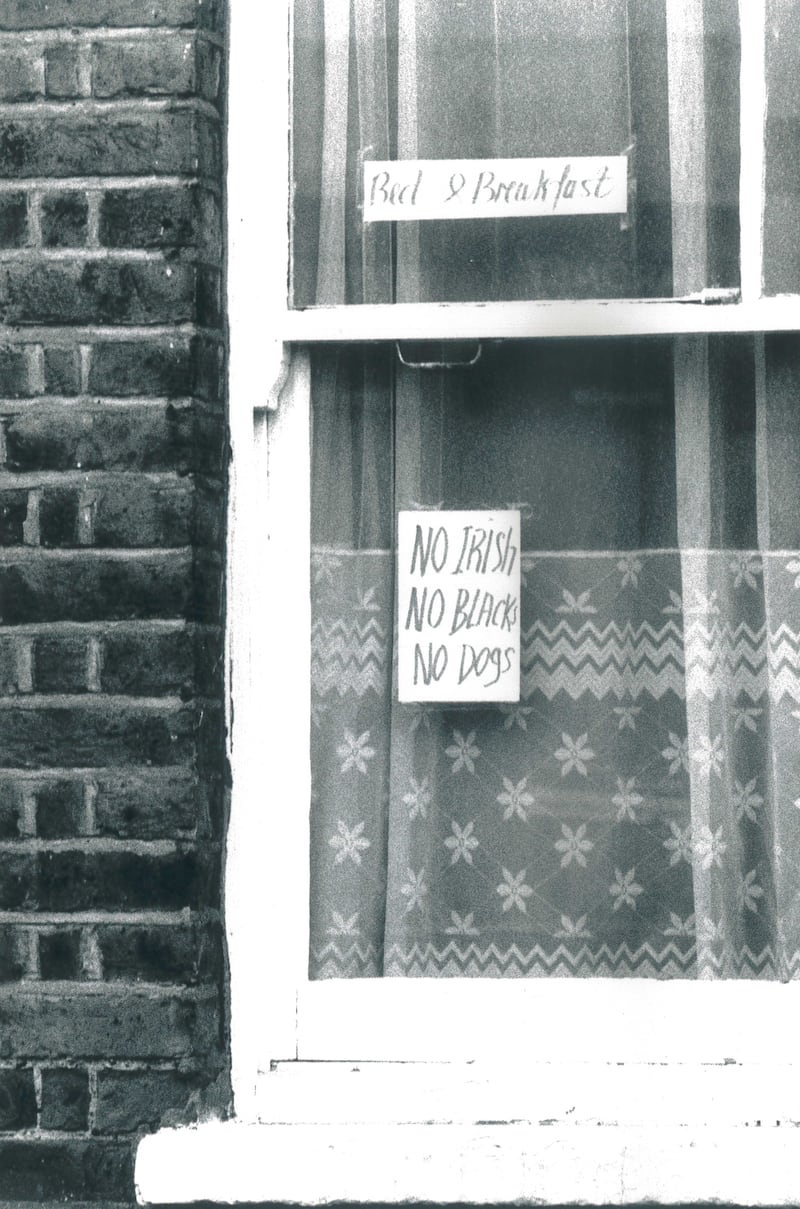 Image of a 'No Irish, No Blacks, No Dogs' sign which was donated to an Irish history group in the UK in the 1980s. Photograph: Archive of the Irish in Britain