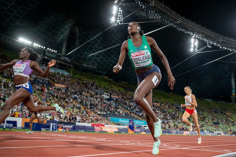 Ireland’s Rhasidat Adeleke finishes fifth in the 2022 European Championships. Photograph: Morgan Treacy/Inpho