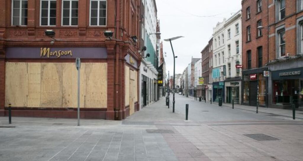 Shops shuttered on Dublin’s Grafton Street. Photograph: Gareth Chaney/ Collins