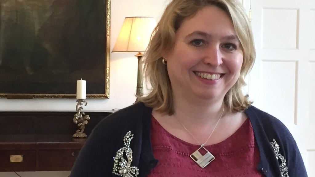 Northern Secretary Karen Bradley in Armagh meeting businesses about Brexit. Photograph: Michael McHugh/PA
