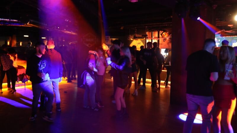 Clubbers at Tramline Nightclub in Dublin on Friday after coronavirus restrictions were eased and nightclubs reopened. Photograph: PA