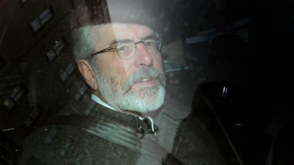 Gerry Adams arriving at Belfast Crown Court, in relation to a sexual abuse case involving his brother Liam Adams. Photograph: Colm Lenaghan/Pacemaker
