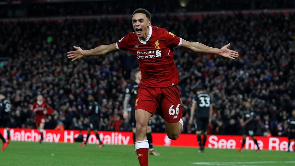Trent Alexander-Arnold is set to return to the Liverpool side for the game at home to Bournemouth at Anfield. Photograph: Phil Noble/Reuters