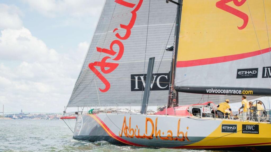 Abu Dhabi Ocean Racing claimed the in-port title to complete the Volvo Ocean Race double having taken the off-shore trophy on Monday. Photo: Jonathan Nackstrand/AFP/Getty Images