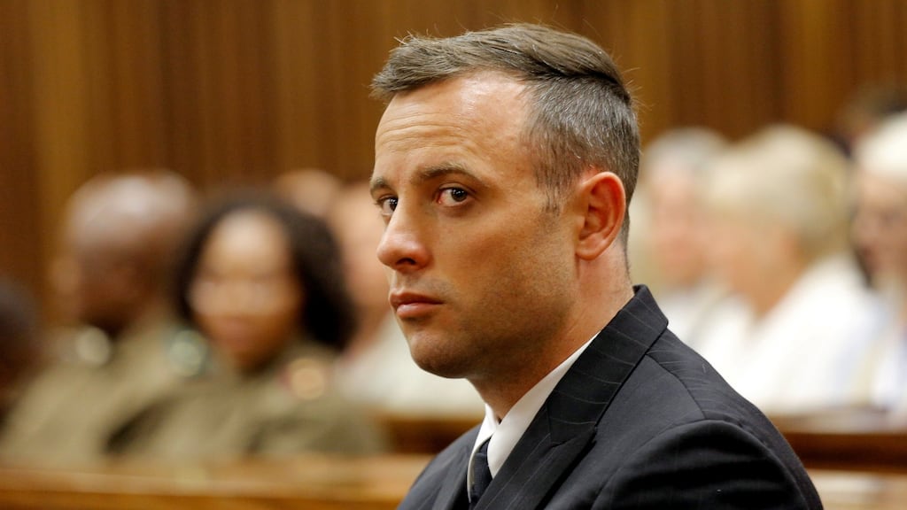 Oscar Pistorius in court for sentencing last year. The prosecution is appealing his six-year sentence for killing his girlfriend Reeva Steenkamp. Photograph: Kim Ludbrook/Reuters