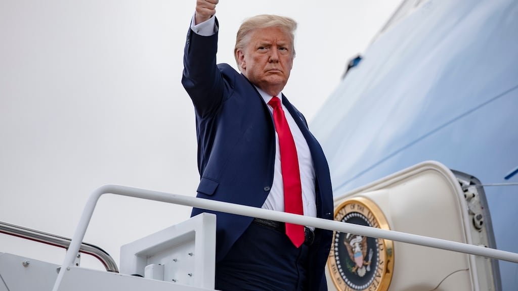 US president Donald Trump boards Air Force One at Joint Base Andrews in Maryland, July 10th. Photograph: The New York Times
