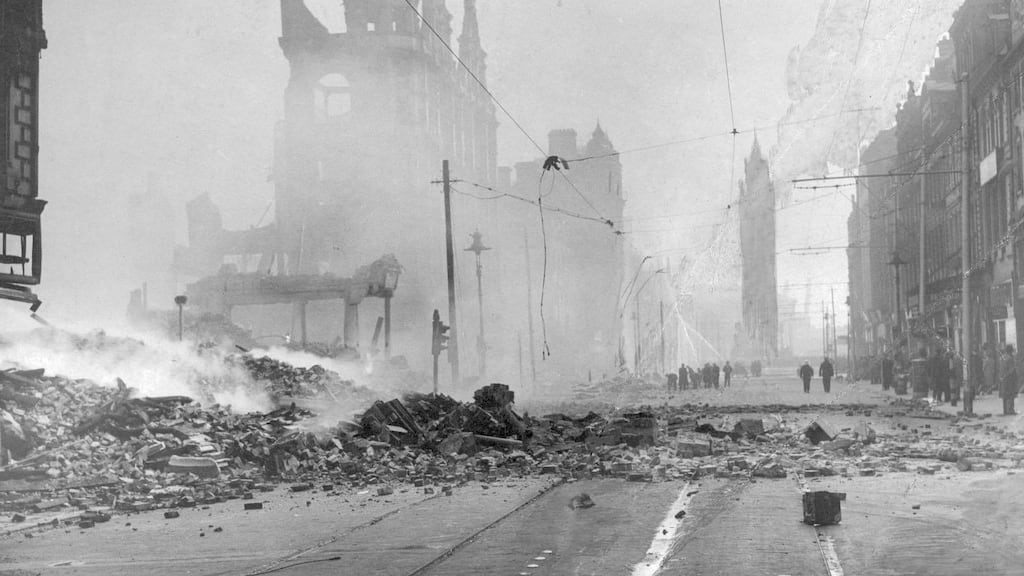The morning after on Belfast’s High Street. Photograph: Courtesy of Belfast Telegraph