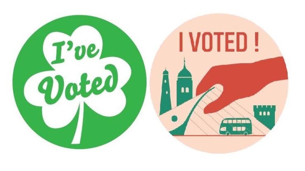 Two of the sticker designs to be used at Dublin polling stations on Friday as part of the ‘I’ve Voted’ initiative.