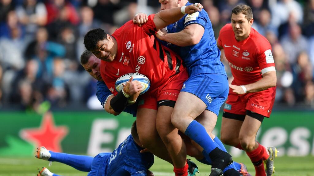 Titi Lamositele in action for Saracens during the 2019 Champions Cup final. Photograph: Dan Mullan/Getty