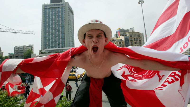 Liverpool fans at Taksim Square in Istanbul, Turkey, ahead of the European Champions League final against AC Milan on May 25th, 2005. Photograph: Alex Livesey/Getty Images