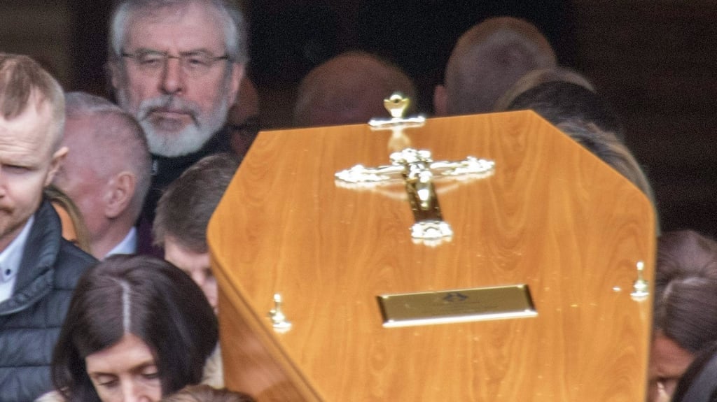 Former Sinn Féin President Gerry Adams at the funeral of his younger brother Liam in letterkenny. Photograph: North West Newspix