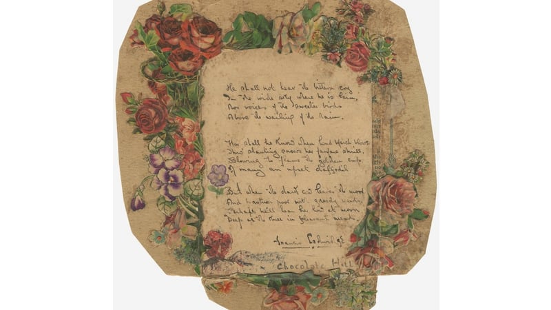 A handwritten version of Francis Ledwidge’s most famous poem A Lament for Thomas MacDonagh is going on sale at auction in London later this month.