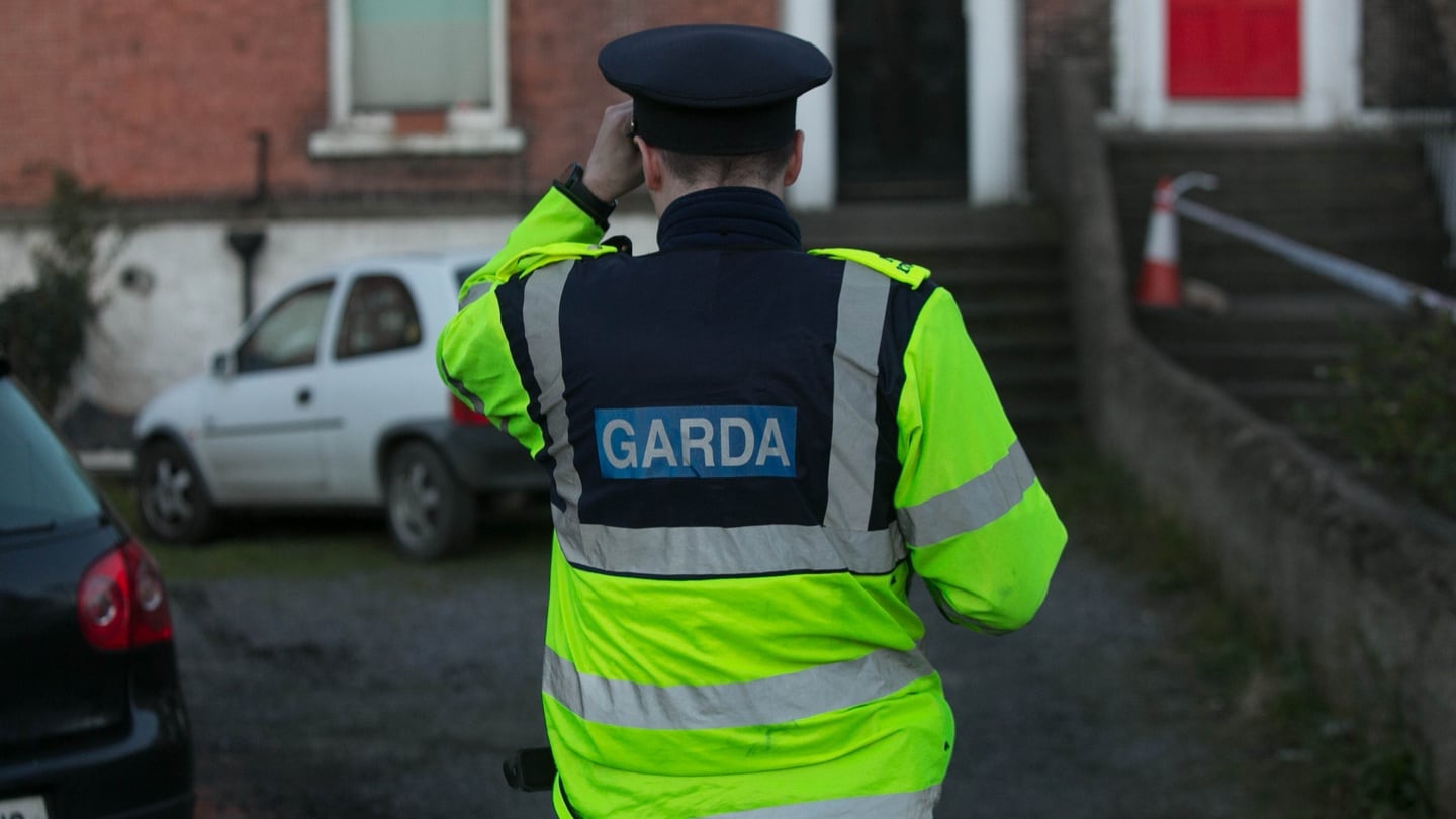 A garda  at the scene where a woman’s body was found on the Ranelagh Road in Dublin on Thursday. Photograph:  Gareth Chaney/Collins.