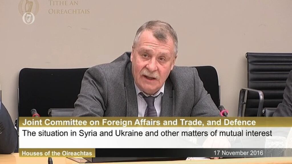 Russian ambassador Maxim A Peshkov before the Oireachtas Committee on Foreign Affairs: “How and who will lead this country is not our business, it’s not your business”