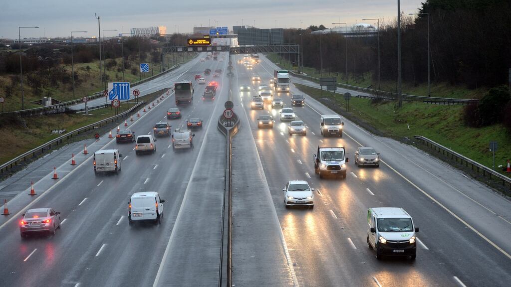 Controllers based in Dublin’s docklands will have the power to warn via overhead gantries and messaging signs of temporary speed limits, lane closures and traffic diversions to make way for emergency services on the M50. Photograph: Dara Mac Donaill/The Irish Times